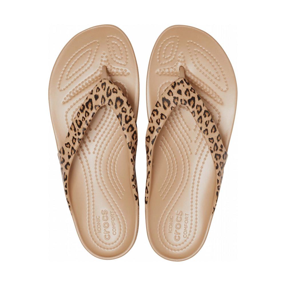 Coffee Women's Crocs Kadee II Leopard Flip Sandals | NZ 0558SGLO